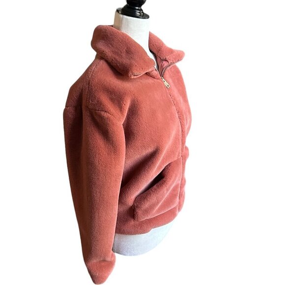 FOREVER 21 GIRLS Cinammon Coloured Faux Fur Cropped Zippered Fall Jacket US S - Picture 4 of 7